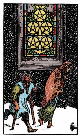 Five of Pentacles Tarot card
