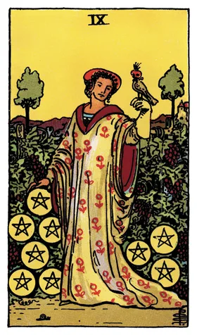 Nine of Pentacles Tarot card